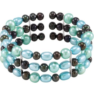 Freshwater Cultured Pearl Multi-color Cuff Bracelet