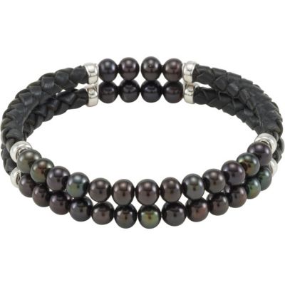 Freshwater Cultured Pearl & Leather Cuff Bracelet