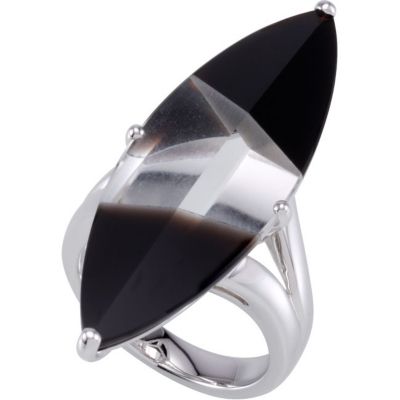 Genuine Onyx and White Quartz Ring