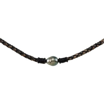 Tahitian Cultured Pearl & Leather 18