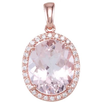 Genuine Morganite & Diamond Pendant