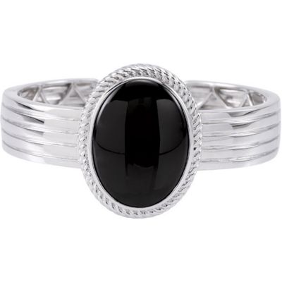 Genuine Onyx or Red Jasper Hinged Cuff Bracelet