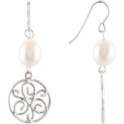Freshwater Cultured Pearl & Sterling Silver Earrings