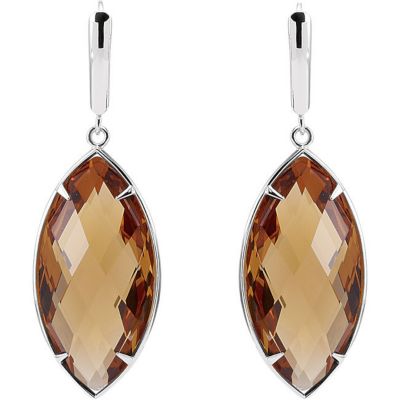 Genuine Quartz Lever Back Earrings