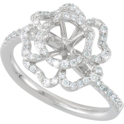 Floral Semi-Mount Engagement Ring