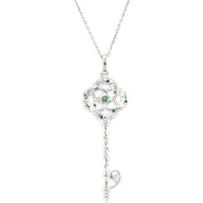 Genuine Tsavorite Garnet Vine Key Pendant or 18
