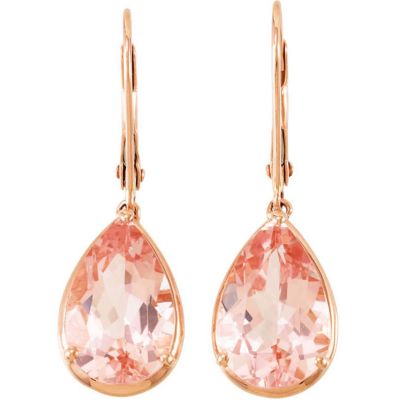 Genuine Morganite Lever Back Earrings
