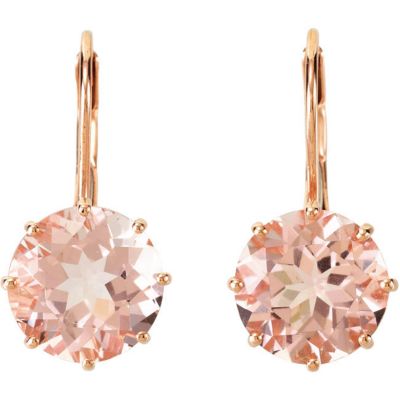 Genuine Morganite Lever Back Earrings