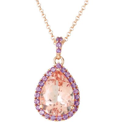 Genuine Morganite & Amethyst Pendant