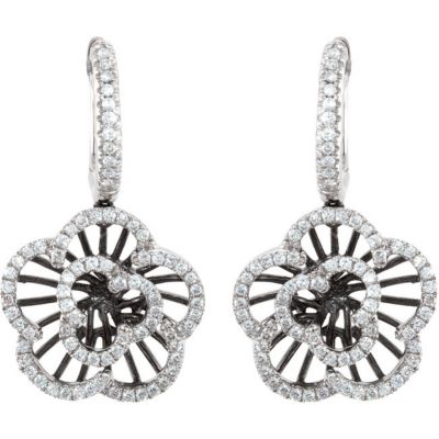 1/2 ct tw Diamond Flower Earrings with Black Rhodium Plating