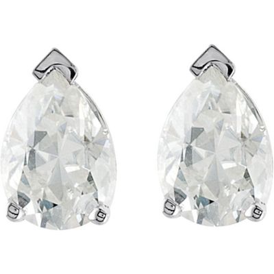 Created Moissanite Pear Shaped Stud Earrings