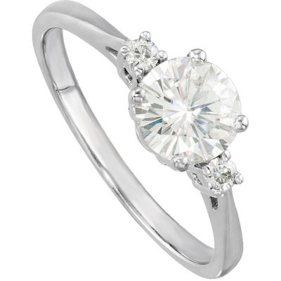 Created Moissanite Three Stone Ring