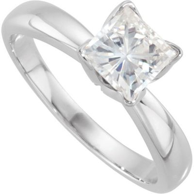 Created Moissanite Princess Tulipset&reg; Solitaire 