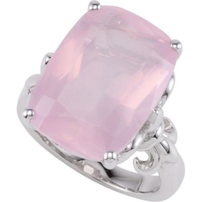 Genuine Aquamarine or Rose Quartz Ring 