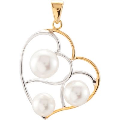 Sterling Silver & Yellow Gold Plated Freshwater Cultured Pearl Pendant