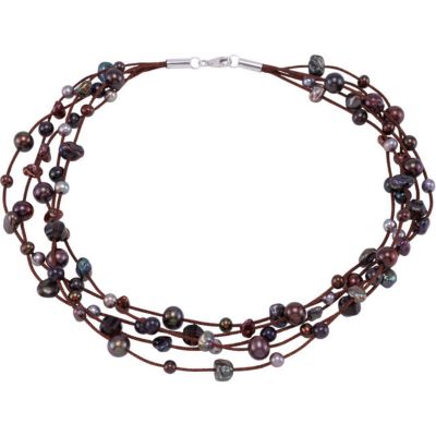Freshwater Cultured Multi Color Pearl & Genuine Smoky Quartz Necklace