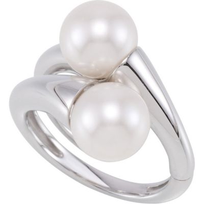 Freshwater Cultured Pearl Hinged Two Finger Ring