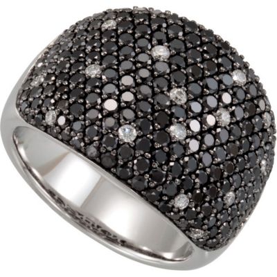 3 ct tw Black & White Diamond Ring with Black Rhodium Plating