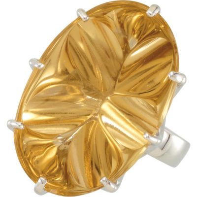 Genuine Yellow Quartz Ring 