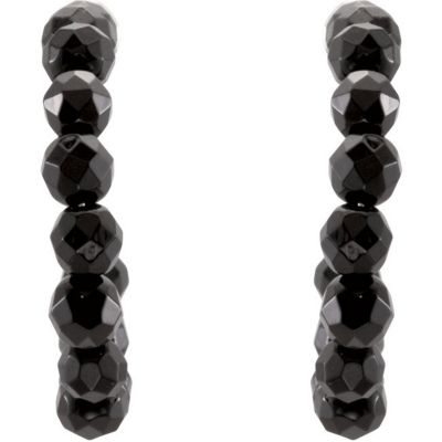 Genuine Onyx Hoop Earrings