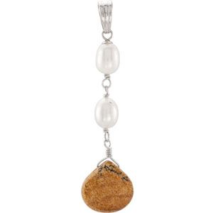 Freshwater Cultured Pearl & Genuine Jasper Pendant