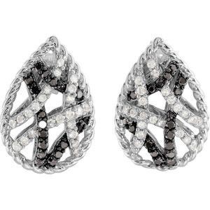 Black & White Diamond Earrings with Black Rhodium Plating