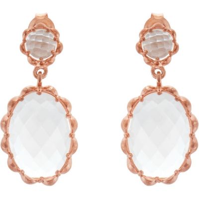 Genuine Checkerboard Clear Quartz Earrings