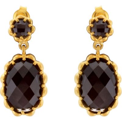 Genuine Checkerboard Smoky Quartz Earrings