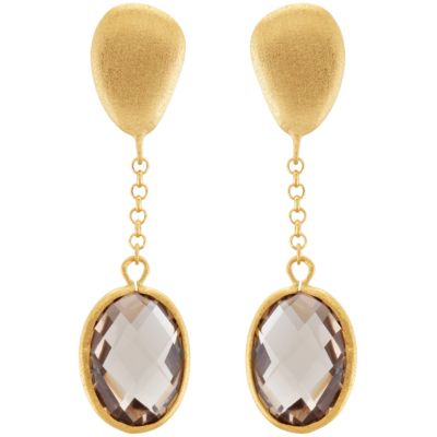 Genuine Checkerboard Smoky Quartz Earrings