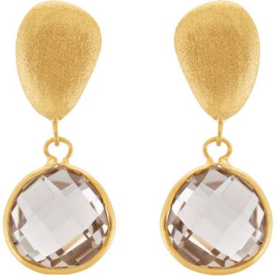 Genuine Checkerboard Smoky Quartz Earrings 