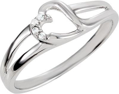Heart Design Cubic Zirconia with Split Shank Ring