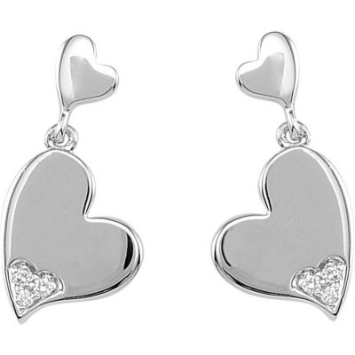 .04 ct tw Diamond Heart Earrings 