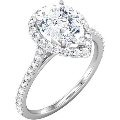 Halo-Styled Pear-Shaped Engagement Ring or Matching Band