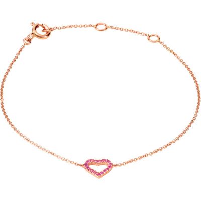 Genuine Pink Sapphire Heart Bracelet