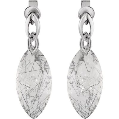 Genuine Tourmalinated Quartz Earrings