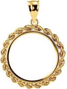 2.5mm Solid Rope Tab Back Frame Pendant for U.S. $5.00 Coin