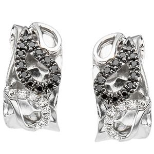 1/3 ct tw Black & White Diamond Paisley Design Earrings