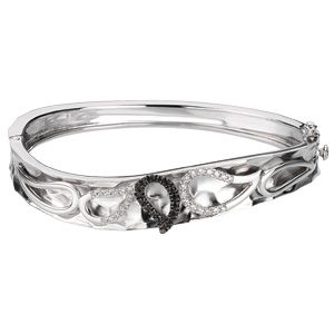1/3 ct tw Black & White Diamond Paisley Design Bangle Bracelet