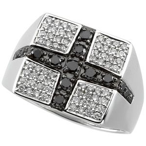 3/4 ct tw Gent's Black & White Diamond Ring