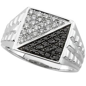1/2 ct tw Gent's Black & White Diamond Ring