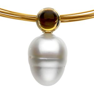 Genuine Citrine & South Sea Cultured Pearl Necklace