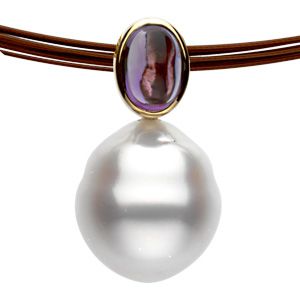 South Sea Cultured Pearl & Genuine Amethyst Necklace