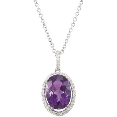 Genuine Amethyst & Diamond Pendant