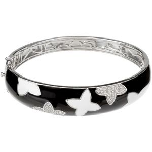1/8 ct tw Diamond Bracelet with Black & White Enamel