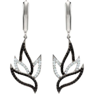 Genuine Black Spinel & Diamond Earrings