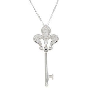 1/5 ct tw Diamond Fleur-de-lis Key Pendant or Necklace