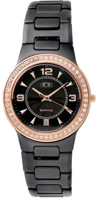 Ceramic Couture&trade; Rose Gold Immersion Plated Watch with CZ's