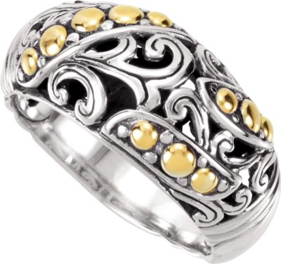 Sterling Silver Fashion Ring with 18KY Accents