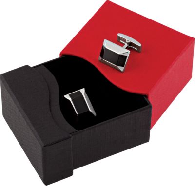 Stainless Steel Cuff Links with Onyx