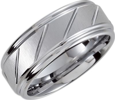 8.3mm Dura Tungsten&reg; Diamond Cut Grooved & Beveled Band